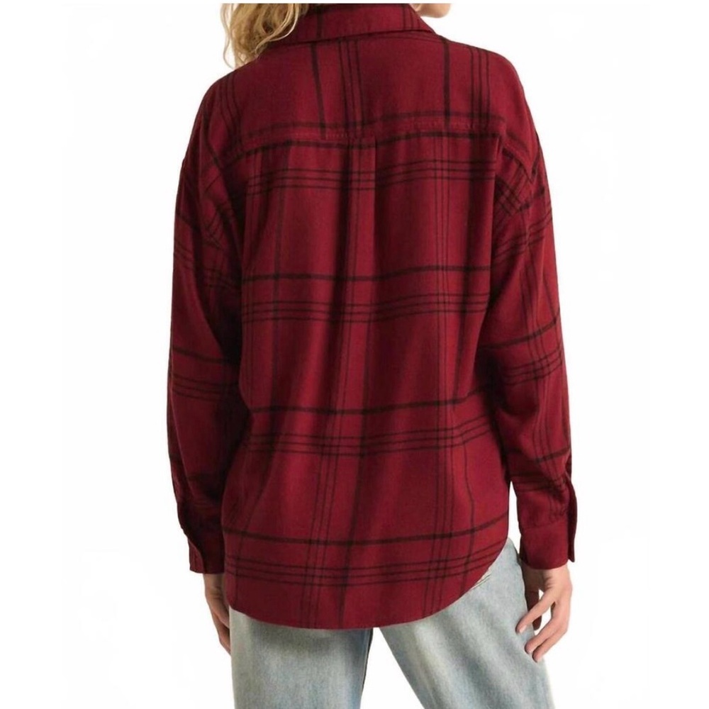 NWT Z Supply River plaid button up - red dahlia - Picture 2 of 4